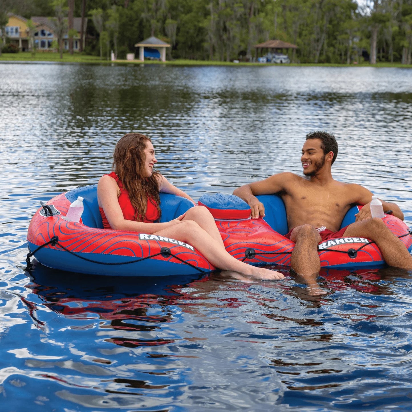 WOW Watersports Ranger 2-Person River Tube with Mesh Bottom and Cup Holders